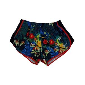 Nike Dri Fit Womens Running Shorts Lined Black Tropical Size Medium